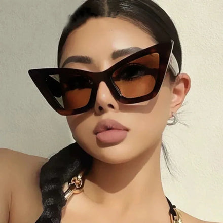 DOISYER Women's Fashion Cat Eye Sunglasses Large Pilot Style with Custom Logo PC Frame Material for Party