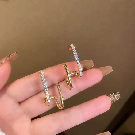 Lateefah 2024 Simple Zircon Set Gold-plated Women Jewelry Alloy Stainless Steel Stud Earring