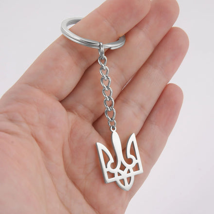 Ukraine National Logo Stainless Steel Keychain Vintage Tryzub Pendant Car Key Chain for Women Men