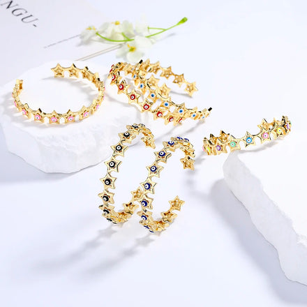 Mystical Charm Wholesale 18K Brass Gold Plated Cubic Zirconia Devil'S Eye Bracelet Fashion Jewelry
