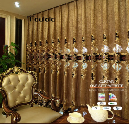 European Style Economical Embroidered 100% Polyester Fabric for Curtain Fabric