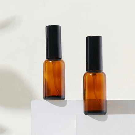 50ML Brown Glass Spray Bottle With Black Lid Multi-Purpose Toner Essence Travel Packing On-the-Go Essentials Various