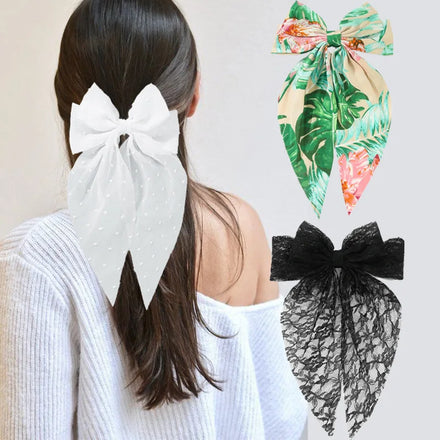 Big Size Hair Bow Ties Hair Clips Texture Lace Bow Hairpin Girl Hair Accessories for Women Summer Bowknot Hairpins