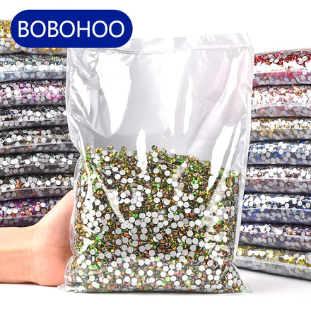 BOBOHOO Rhinestone Bulk 100 Gross Silver Base Light Series Glass Beads Crystal Accessories Non Hotfix Rhinestone for Nail Art