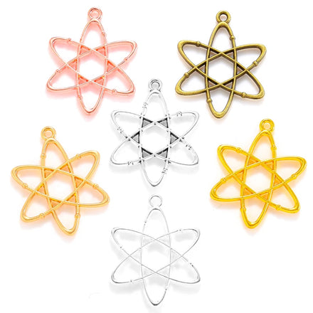 6 Color Simplicity star Charms Metal For Earring necklace Pendants DIY Handmade Jewelry Accessories Making 33*26mm L345