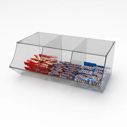 Triple Acrylic Dispenser for Food Sweets Confectionery-Pick and Mix Feature for Warehousing & Supermarket Supplies