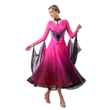 B-23027 Custom New International Standard Ballroom Dance Dress High Quality Pearl Silk Ballroom Dance Dresses for Sale