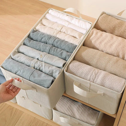 Cube Fabric Collapsible Closet Organizer for Jeans Shirts Clothes Storage Box with PVC Window Foldable Storage Box with Handles