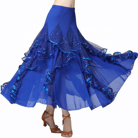 Modern Ballroom Dance Performance Wear for Ladies Half 360 Degree Ruffle Edge Skirt Costume Stage Competition Costume