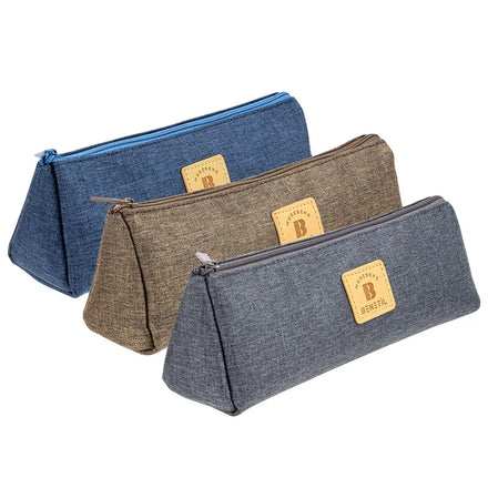 Deli 67058 Compact Triangle Pencil Pouch for Students Large Capacity Multi-purpose Cloth Stationery Bag 96pcs Per Carton Set