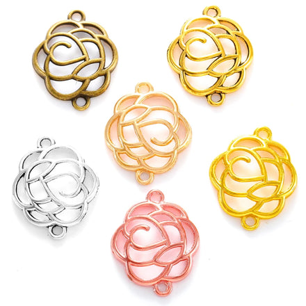 6 Color Hollow Out Flower Charm Alloy for Bracelet Necklace Pendant DIY Handmade Jewelry Accessories Making 23*18mm Q1161