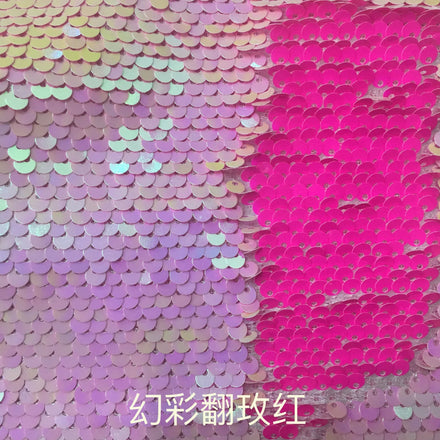 35 Color 5mm Sequin Fabric Double-sided Flipped Bead Embroidered Mesh Red Background Wallpaper Sequin Luggage Embroidered Fabric