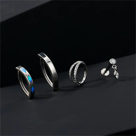 Toposh F136 CZ in Stock Internally Threaded Single Cartilage Tragus Stud Earrings Belly Nose Ring Labret G23 Titanium Piercing