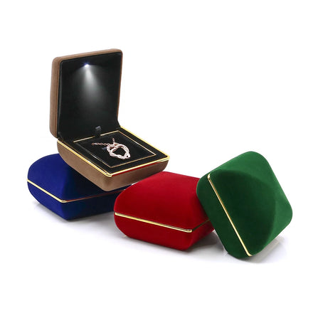 Customized logo Dark Green Ring Box Necklace Earrings Bracelet Jewelry Gift Packaging Box Suede Ring Box