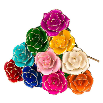 L838 Luxury 24k Foil 24 Karat Gold Dipped Real Rose Flower Long Artificial Golden Covered Roses for Valentine's Day Wedding Gift