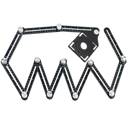 Six-fold Measuring Ruler Black Multi Angle 6-sides Template Tool Aluminum Alloy Multi-angle Opening Positioner