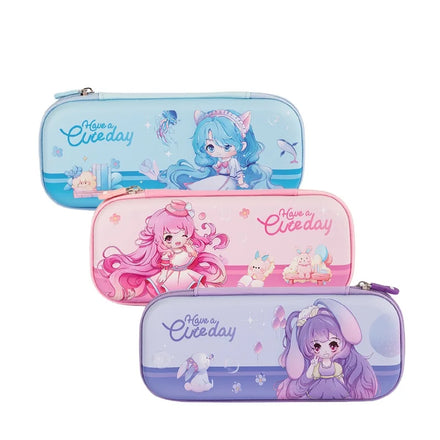 Deli BC188A Girls Stereoscopic Cartoon Printing Pencil Pouch Cute Large Capacity Students Stationery Bag 96pcs Per Carton Set