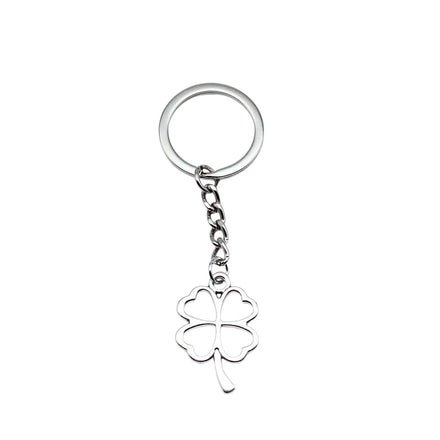 Four Leaf Clover Keychain Metal Plant Key Chains Lucky Keychain Gifts Spiritual Nature Keyring Bag Charm Pendant Clover Keychain