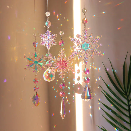 Wholesale K9 Snowflake Crystal Suncatcher Crystal Glass Wind Chimes Crystal Sun Catcher for Christmas