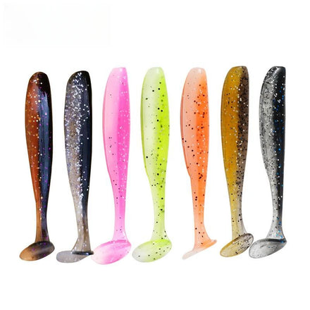 Hot T Tail Soft Fishing Lure 5.5cm 6.5cm 7.5cm 10pcs a Bag Paddle Lure Tail Fishing Worms Bass Swimbait Fishing Soft Grub Lures