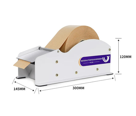 Manual Small & Light Weight Iron Width-Adjustable up to 80mm Water Activated Kraft Gum Tape Dispenser White Yongjin PC220