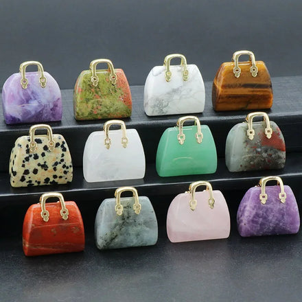 Women Mini Handbag Shape Special Stone Pendants Ornament for DIY Necklace Keychain Earring Home Decoration