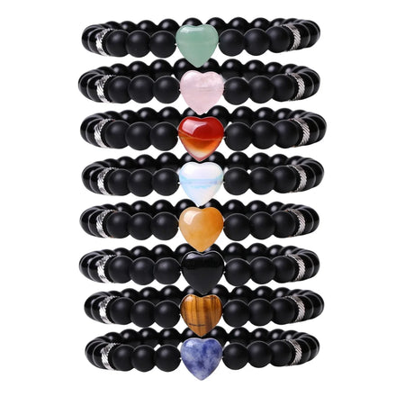 Wholesale Stainless Steel Spacer Bracelet Charm Gemstone Beaded Crystal Natural Gemstone Beads Bracelet
