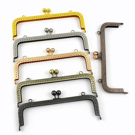 Deepeel BF075 20cm Handbag Accessories Metal Purse Frame Kiss Clasp Buckles Women Wallet Square Embossed Bead Head Bag Frame