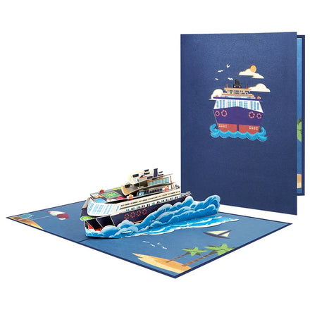 Original Creative Greeting Card 3D Handmade Paper Carving Deep Sea Cruise Ship Pop-up Card