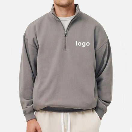 Custom Logo Blank Quarter Half Zip Hoodie Drop Shoulder Oversize Zip up Hoodie Half Zip Sweatshirt