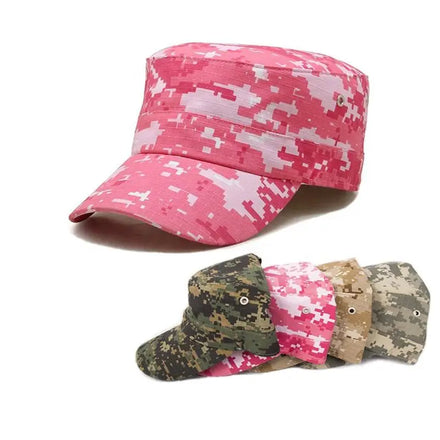 Sunscreen Quick Drying Hiking Training Unisex Sport Baseball Hat Flat Top Cadet Style Camouflage 100% Cotton Adjustable Cap