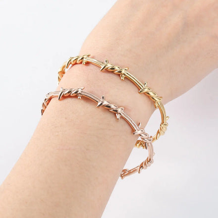 Wholesale Fashion Jewelry Open Adjustable Cuff Twist Bracelet Barbed Wire Twist Thorns Bracelet Wire Twist Bangles for Men Women