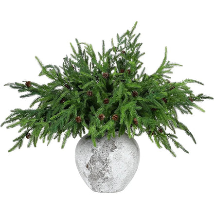 18 Inch Customized Christmas Norfolk Pine Branches Artificial Green Faux for Xmas Home Decor Indoor Outdoor Decorative Wreaths