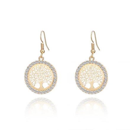 HP Tree of Life Pendant Brass Alloy Jewelry Tree of Life Necklace Earrings Set Wholesale for Women