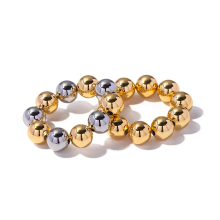 SC Trendy Big Bold Chunky Ring Luxury Gold Plated Stainless Steel Rings Eye Catching Beaded Ring for Women Girls