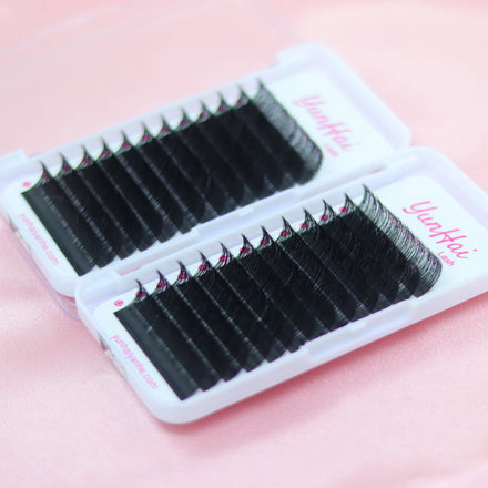 Yunhai Cashmere Lash Extension Private Label Trays Russian Volume Eyelash Extensions Velour Silk Velvet Dark Lash Extensions