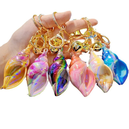 Summer Beach Vacation Carabiner Keychain New Cute Anime Style PVC Plastic Lightweight Shell Conch Pendant Backpack Bag