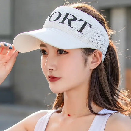 Versatile Solid Color Polyester Sun Visor Cap for Active Individuals