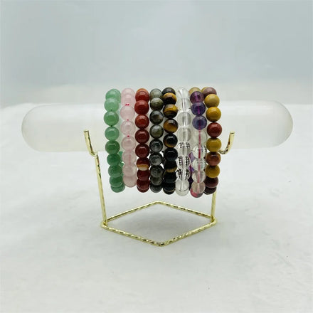 Wholesale Natural Healing Crystal Gemstone Metal Holder Selenite Bracelet Stand for Decoration
