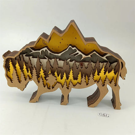 Factory Wood Carving Forest Animal Ornaments Crafts Christmas Home Decoration Diy 3d Hand Carved Office Table Decoration