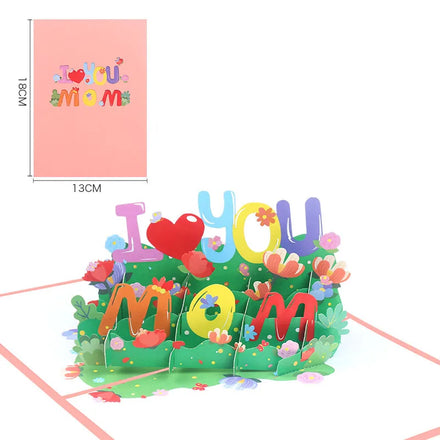 Mother's Day Greeting Card Creative Blessing Card Birthday Gift Love You Mom Color Printed 3D Pop up Cards