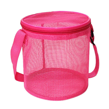 2024 Children's Mesh Shell Storage Bag Summer Outdoor Beach Toy Organizer Cute Cylinder Small Beach Bag