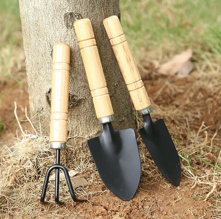 3pcs/set Garden Hand Tools Sets Wooden Handle Metal Shovel for Flowers Potted Plant