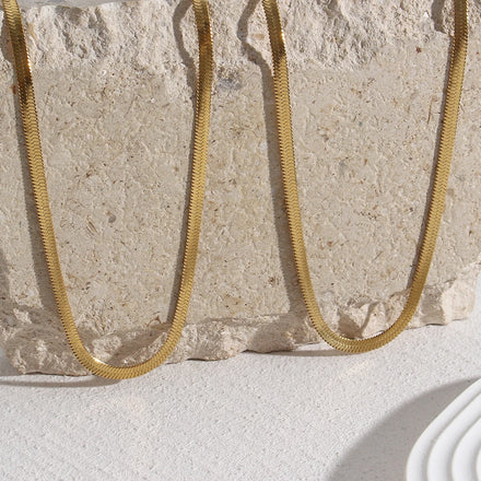 Tarnish Free Jewelry 18K Gold Plated Stainless Steel Jewelry Chain Necklace Herringbone Chain Necklace