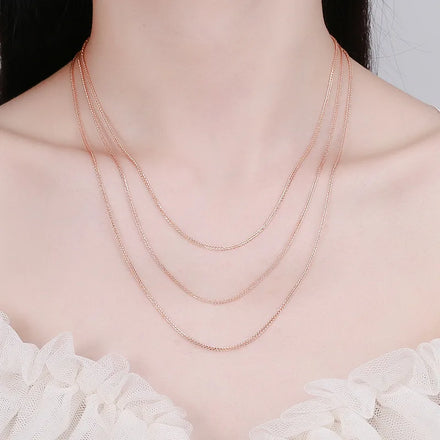 Wholesale Fashion Jewelry 925 Sterling Silver Chopin Chain Necklaces Gold Plated Versatile Silver Plain Chain Necklace for Women