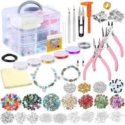 1268Pcs 3 Layers lava Bracelet Beads Accessories in Acrylic Box DIY Jewelry Making Kit