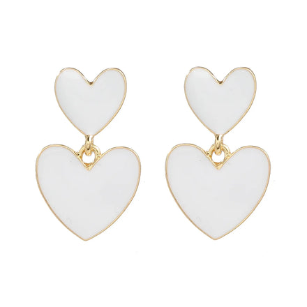 JL18571 New Alloy Drip Oil Earrings Multi-layer Heart-shaped Earrings Girl Heart Cute Korean Version Jewelry Wholesale