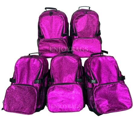 Purple Cheerleading Team Backpack Violet Sparkling Bags for Dance Studio Logo Fashion Style Custom Zipper Color Bags
