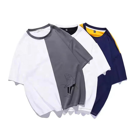 100% Cotton Printed Clothing Factory Custom Color Blocked Summer Tshirt for Men Oversized Tshirt