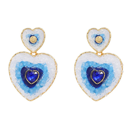 JL18581 Fashionable Multi-layer Heart-shaped Color Blocking Earrings European and American Earrings Female Niche Jewelry